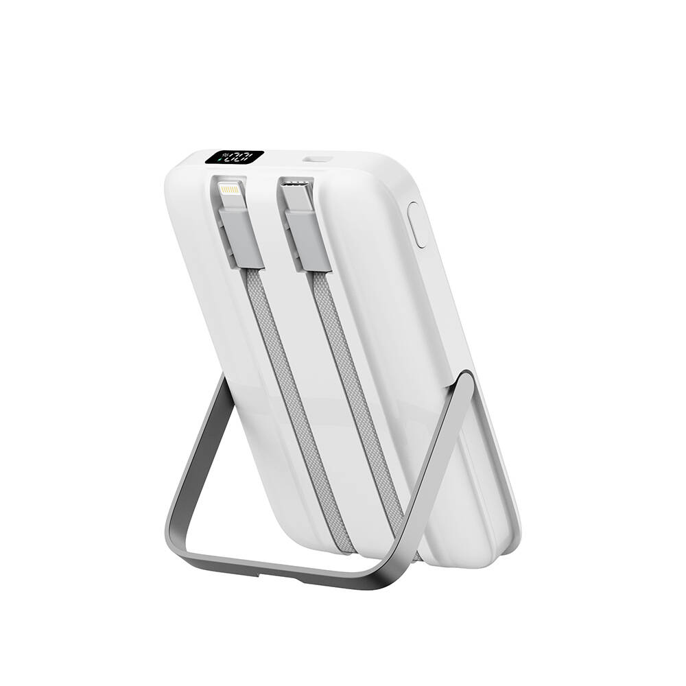 Wiwu Wi-P077 Pionner Serisi Taşınabilir Wireless Şarj ve PD 20W Hızlı Şarj Özellikli Standlı Powerbank 15W 10000mAh - 11