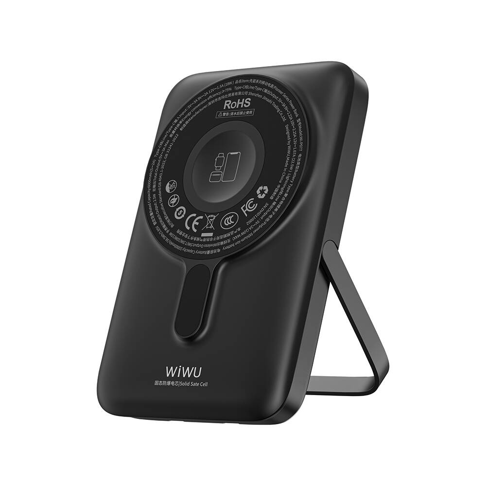 Wiwu Wi-P077 Pionner Serisi Taşınabilir Wireless Şarj ve PD 20W Hızlı Şarj Özellikli Standlı Powerbank 15W 10000mAh - 1
