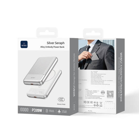 Wiwu Wi-P089 LED Işık Göstergeli PD 20W Kablosuz Powerbank 10.000mAh 15W - 7