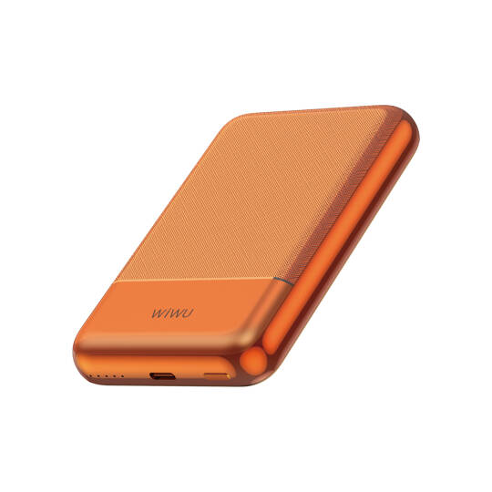 Wiwu Wi-P089 LED Işık Göstergeli PD 20W Kablosuz Powerbank 10.000mAh 15W Turuncu