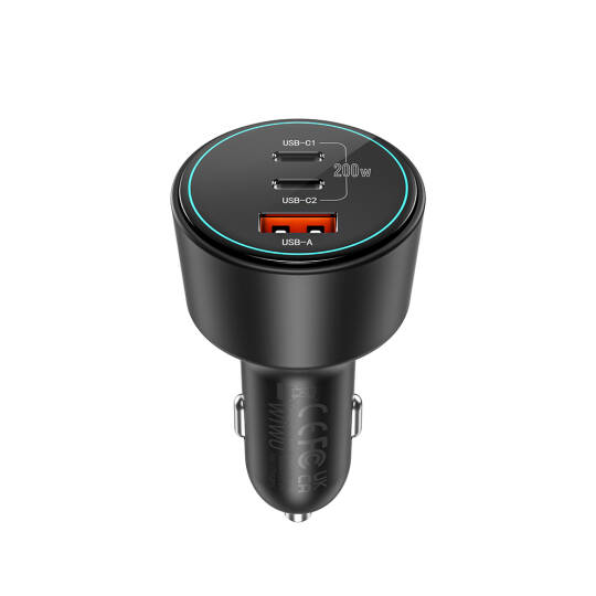 Wiwu Wi-QC026 Starship Serisi Hızlı Şarj Özellikli Dual Type-C + USB-A Portlu Araç Şarj Aleti 200W - 2