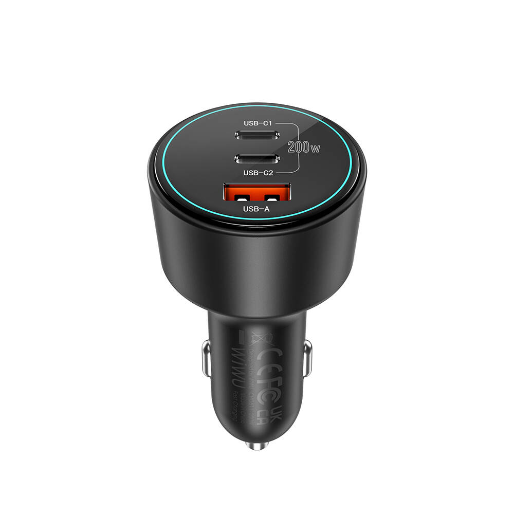 Wiwu Wi-QC026 Starship Serisi Hızlı Şarj Özellikli Dual Type-C + USB-A Portlu Araç Şarj Aleti 200W - 2