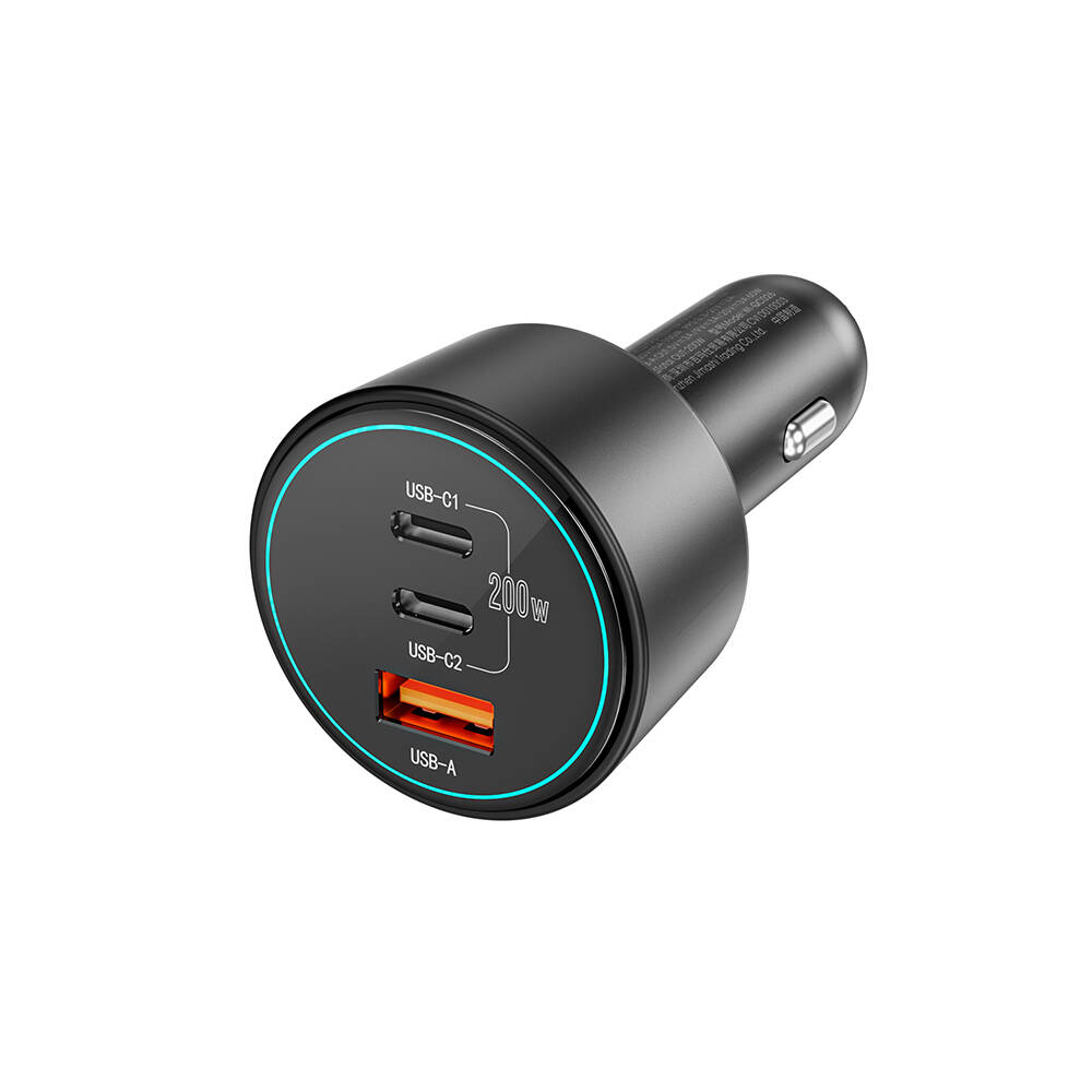 Wiwu Wi-QC026 Starship Serisi Hızlı Şarj Özellikli Dual Type-C + USB-A Portlu Araç Şarj Aleti 200W - 3