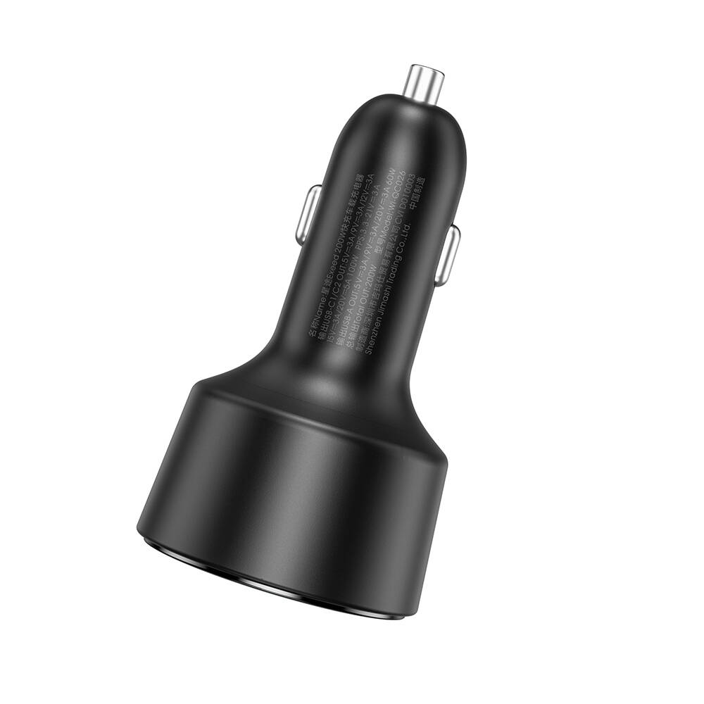 Wiwu Wi-QC026 Starship Serisi Hızlı Şarj Özellikli Dual Type-C + USB-A Portlu Araç Şarj Aleti 200W - 4