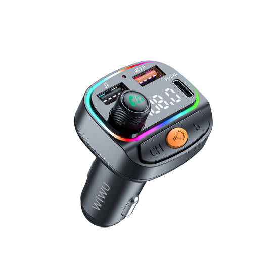 Wiwu Wi-QC031 RGB Bluetooth Transmitter MP3 Type-C ve USB-A Araç Şarjı - 2