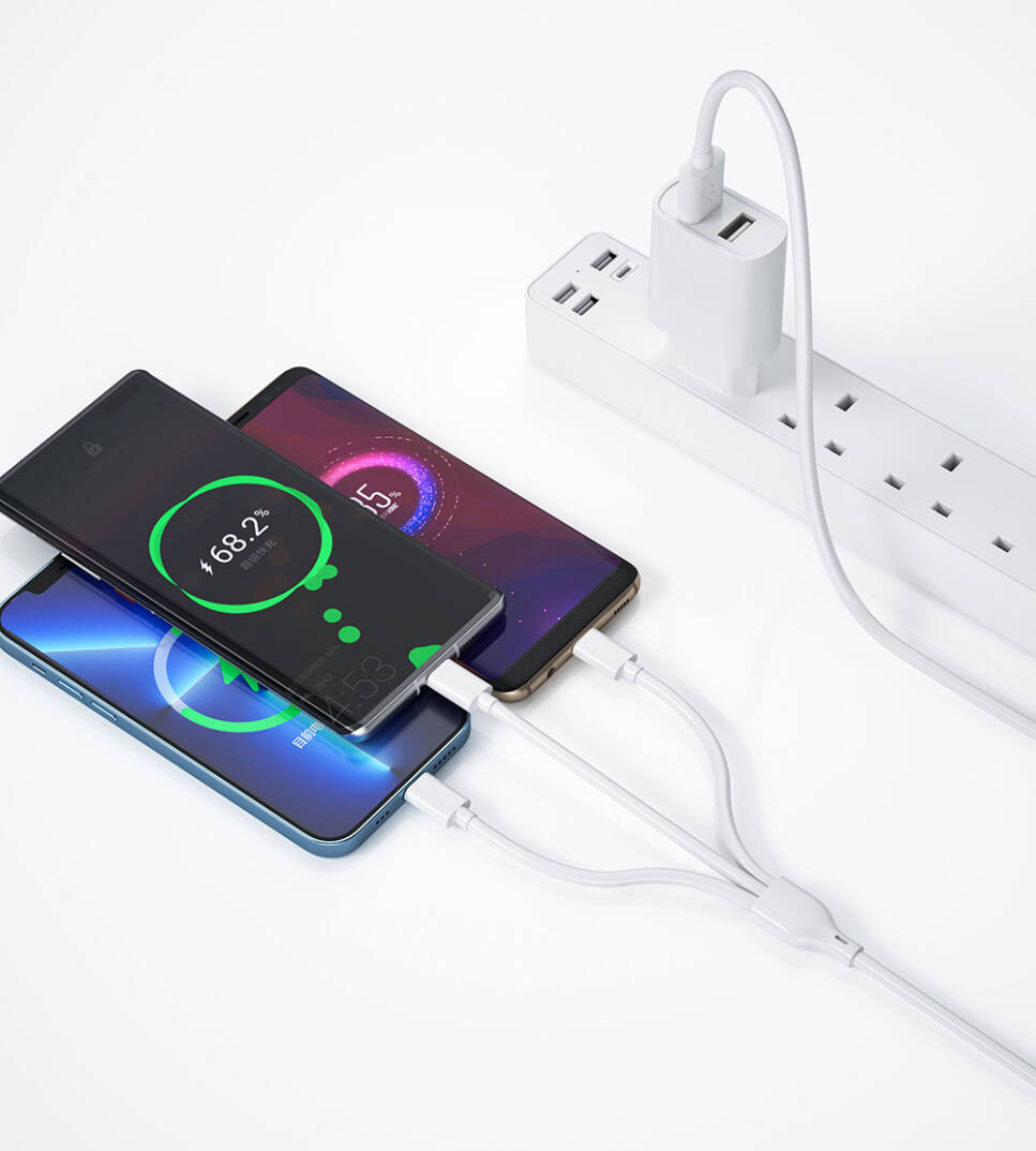 Wiwu Wi-U003 2.1A Çift USB Çıkışlı Hızlı Şarj Seti 3in1 Kablolu Type-C/Lightning/Micro - 4