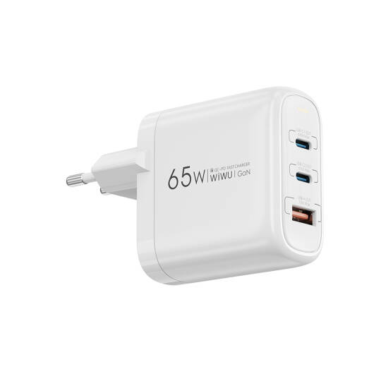 Wiwu Wi-U024 EU Serisi Dual Type-C PD & USB-A GaN Teknolojili Hızlı Şarj Başlığı 65W - 4