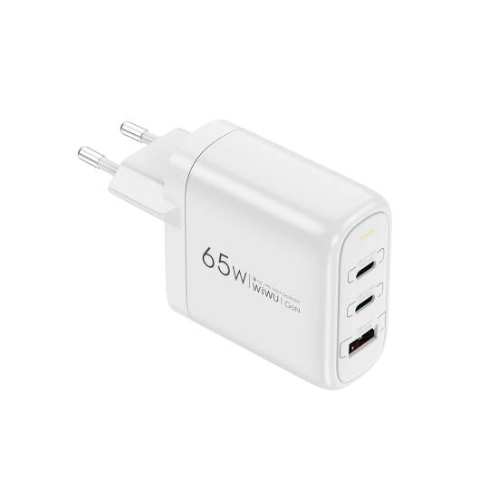 Wiwu Wi-U024 EU Serisi Dual Type-C PD & USB-A GaN Teknolojili Hızlı Şarj Başlığı 65W - 5