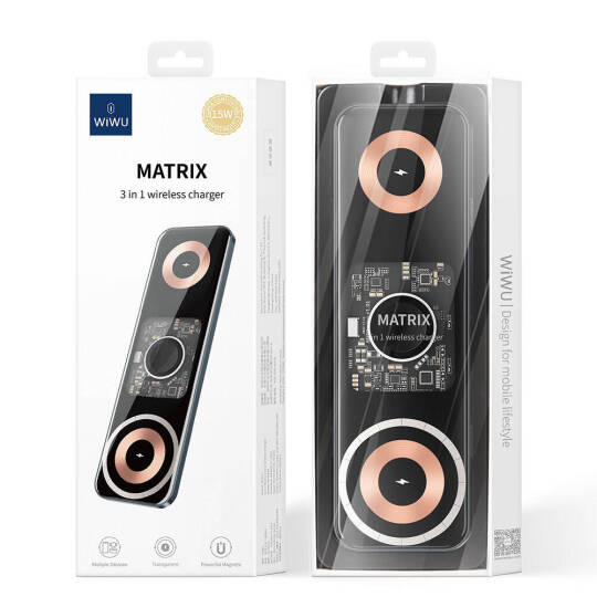 Wiwu Wi-W010 Matrix 3in1 Magnetik Kablosuz Şarj Standı - 6