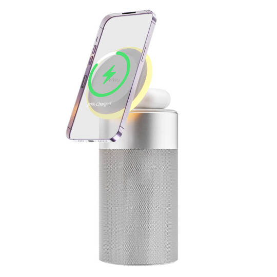 Wiwu Wi-W022 Kablosuz Şarj Standlı Ambiyans Işıklı Bluetooth Speaker Hoparlör - 2
