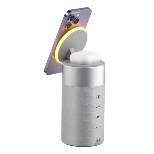 Wiwu Wi-W022 Kablosuz Şarj Standlı Ambiyans Işıklı Bluetooth Speaker Hoparlör - 3