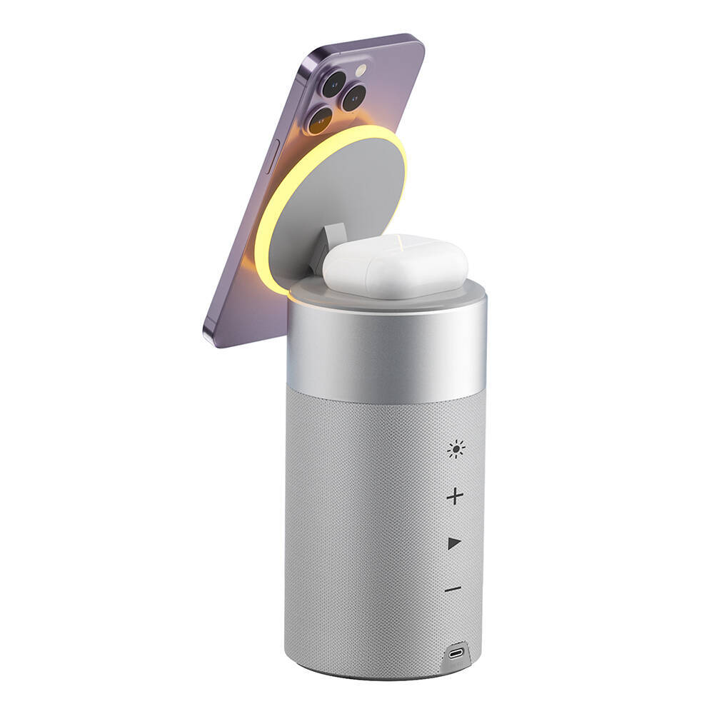 Wiwu Wi-W022 Kablosuz Şarj Standlı Ambiyans Işıklı Bluetooth Speaker Hoparlör - 3
