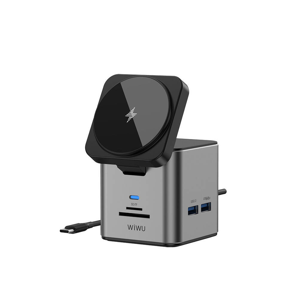 Wiwu Wi-W025 9in1 M-safe Şarj Özellikli Type-C Hub PD 100W USB 3.0 SDTF HDMI RJ45 - 2