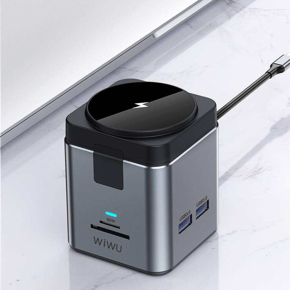 Wiwu Wi-W025 9in1 M-safe Şarj Özellikli Type-C Hub PD 100W USB 3.0 SDTF HDMI RJ45 - 8