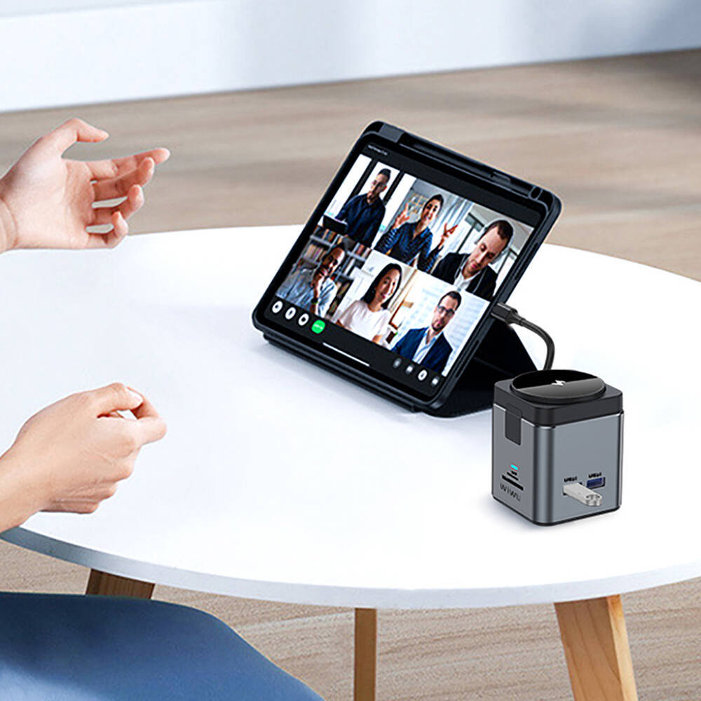 Wiwu Wi-W025 9in1 M-safe Şarj Özellikli Type-C Hub PD 100W USB 3.0 SDTF HDMI RJ45 - 10