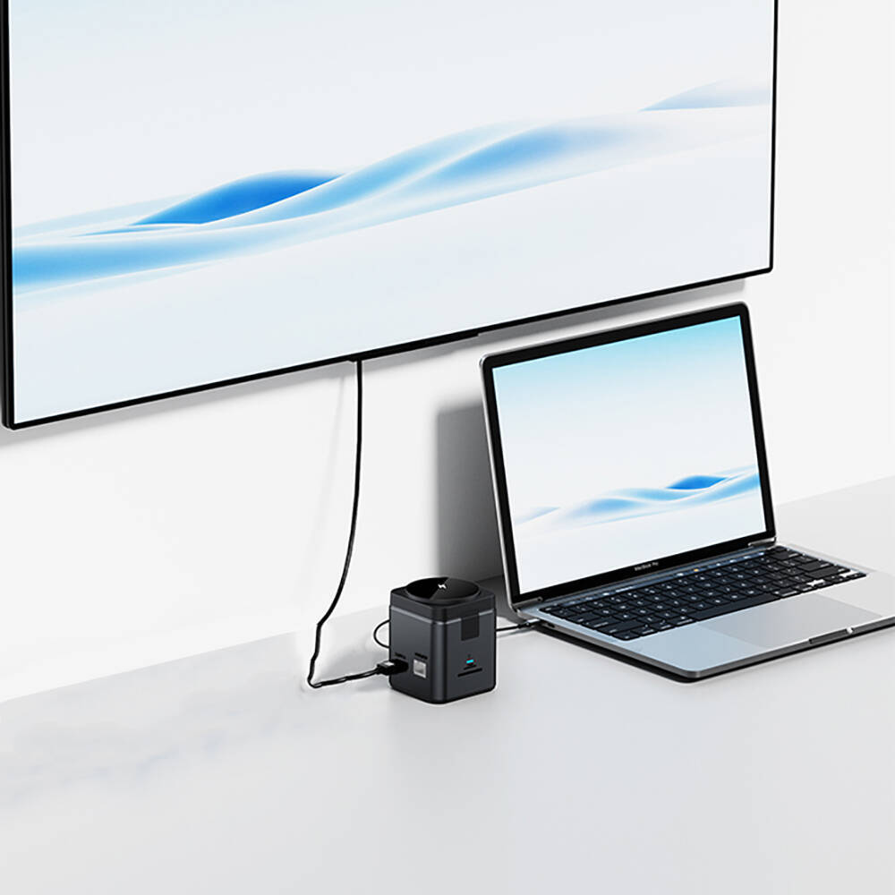 Wiwu Wi-W025 9in1 M-safe Şarj Özellikli Type-C Hub PD 100W USB 3.0 SDTF HDMI RJ45 - 11