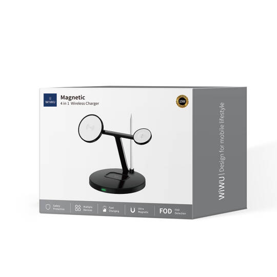 Wiwu Wi-W032 4 in 1 Magnetik Hızlı Şarj Özellikli Kablosuz Şarj Standı 15W - 6