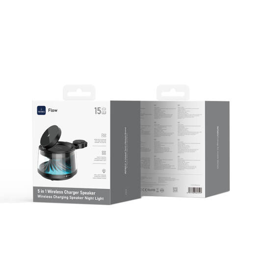 Wiwu Wi-W039 5in1 Kablosuz Şarj Standı Ambiyans Işıklı Bluetooth Speaker Hoparlör Özellikli 15W - 7