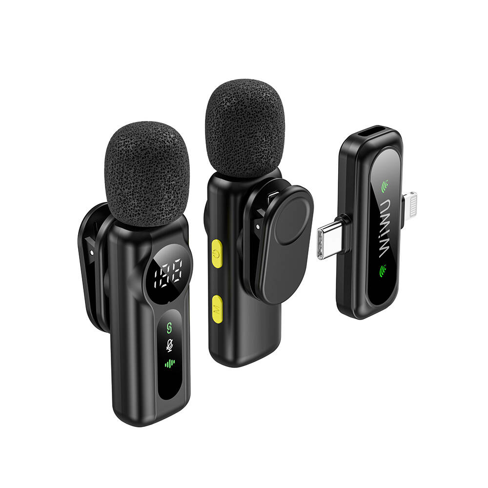 Wiwu Wi-WM007 2in1 Type-C ve Lightning Portlu ANC Özellikli Kablosuz Yaka Mikrofonu - 4