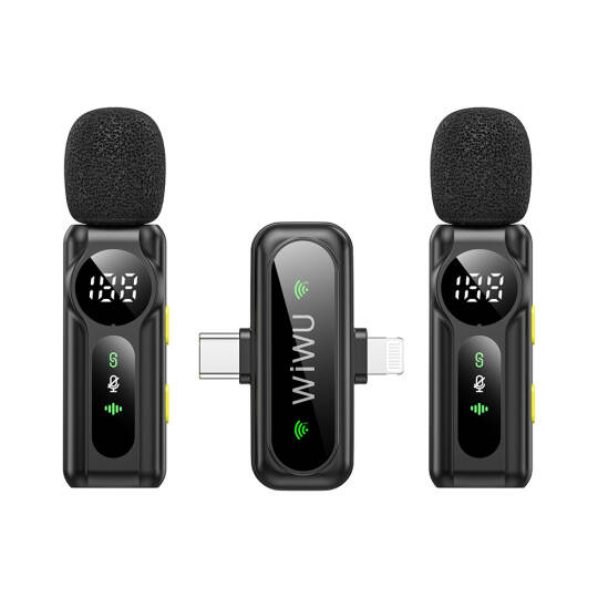 Wiwu Wi-WM007 2in1 Type-C ve Lightning Portlu ANC Özellikli Kablosuz Yaka Mikrofonu - 5