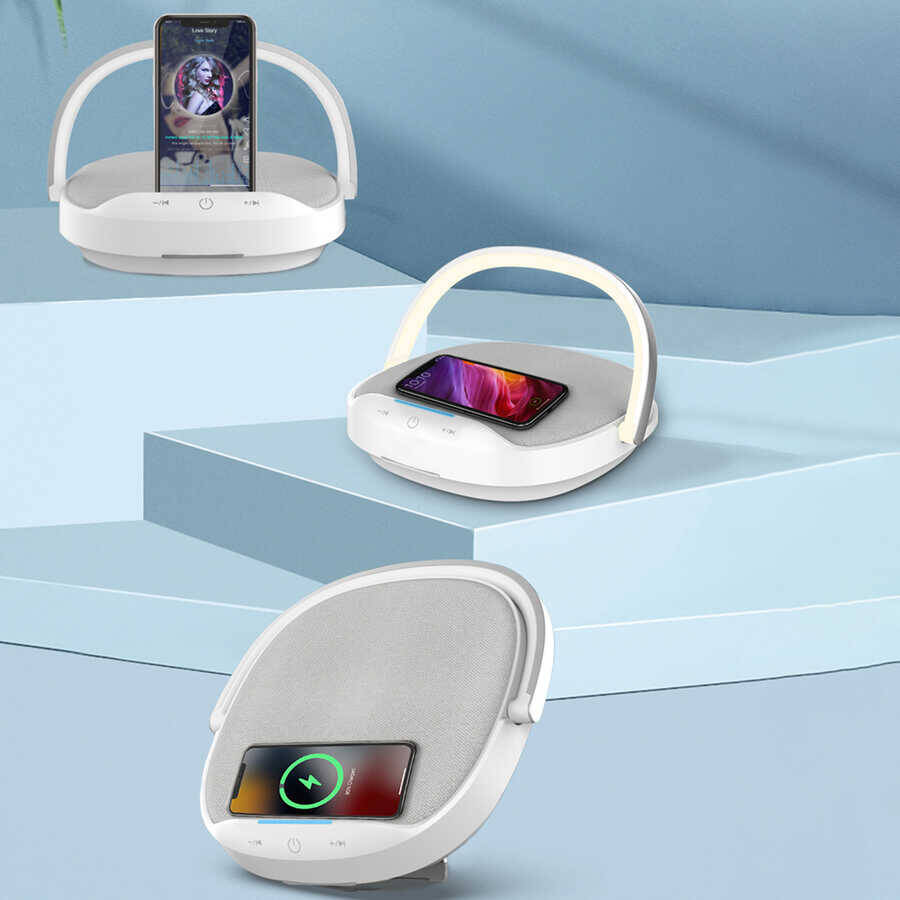Wiwu Y1 Gece Lambalı Ve Kablosuz Şarj Standlı Bluetooth Speaker Hoparlör - 10