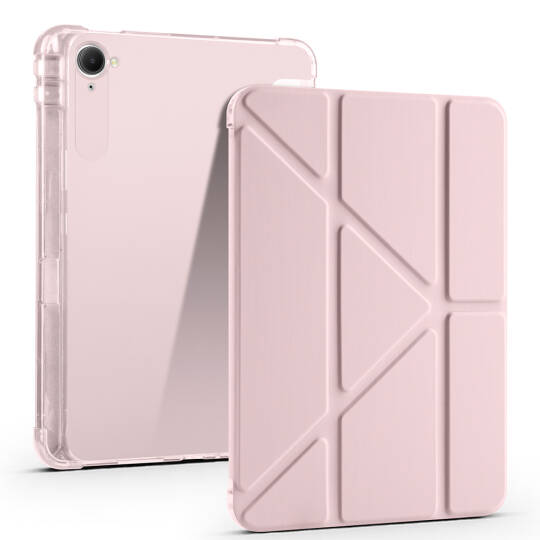Xiaomi Redmi K Pad Kılıf Zore Tri Folding Kalem Bölmeli Standlı Kılıf Rose Gold