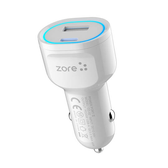 Zore CC-02 Hızlı Şarj Özellikli LED Işıklı QC 3.0 USB-A ve Type-C PD Araç Şarj Başlığı PD 20W - 2