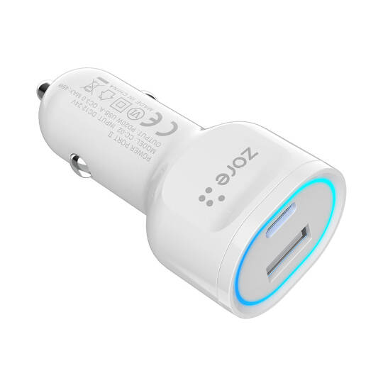 Zore CC-02 Hızlı Şarj Özellikli LED Işıklı QC 3.0 USB-A ve Type-C PD Araç Şarj Başlığı PD 20W - 3