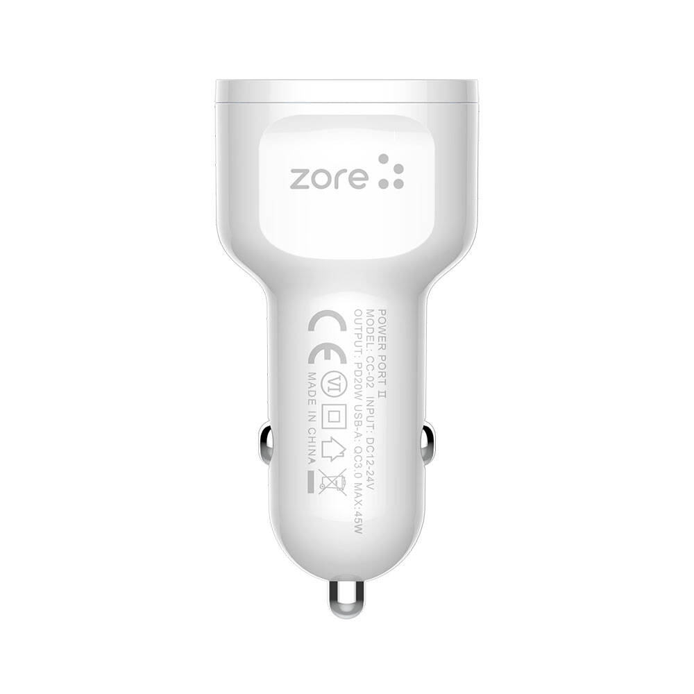 Zore CC-02 Hızlı Şarj Özellikli LED Işıklı QC 3.0 USB-A ve Type-C PD Araç Şarj Başlığı PD 20W - 4