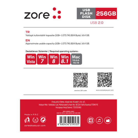 Zore Metal Usb Flash Disk 256GB - 3
