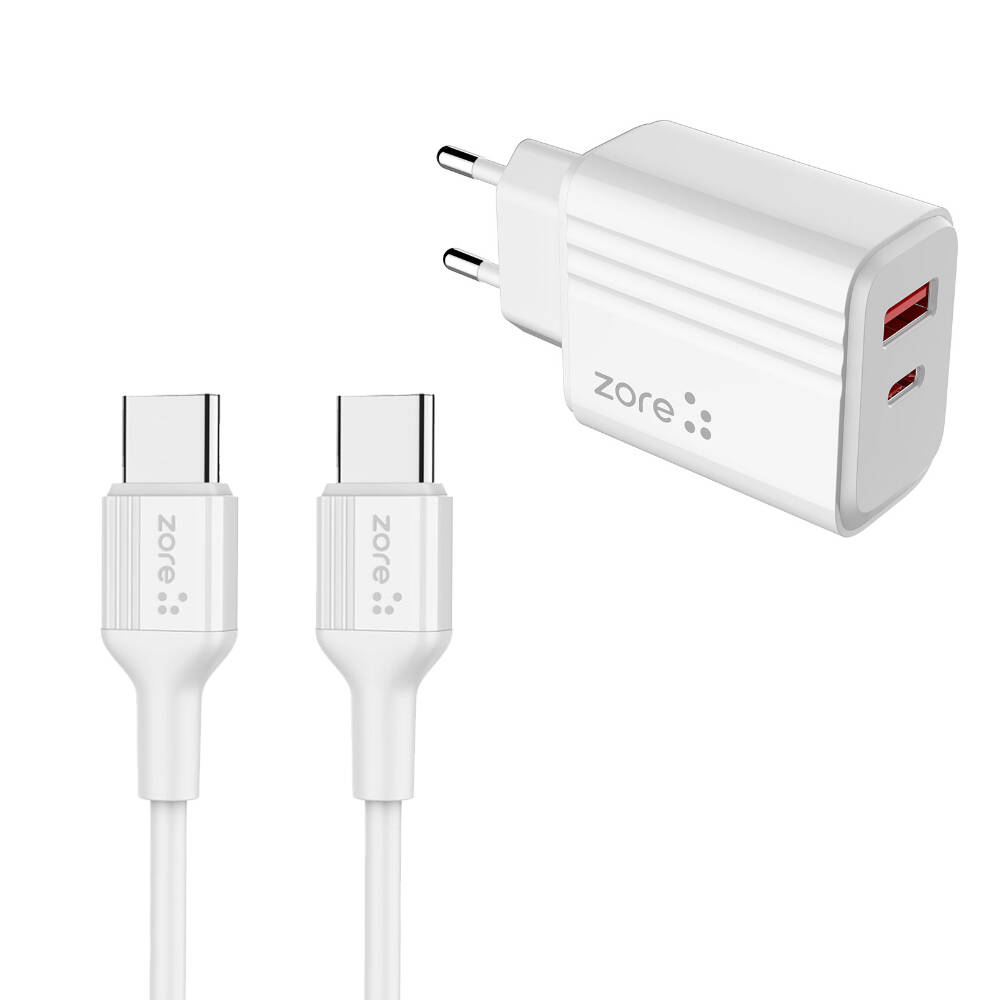 Zore Play Serisi PL07 Type-C to Type-C 2in1 PD Seyahat Şarj Aleti 20W - 2
