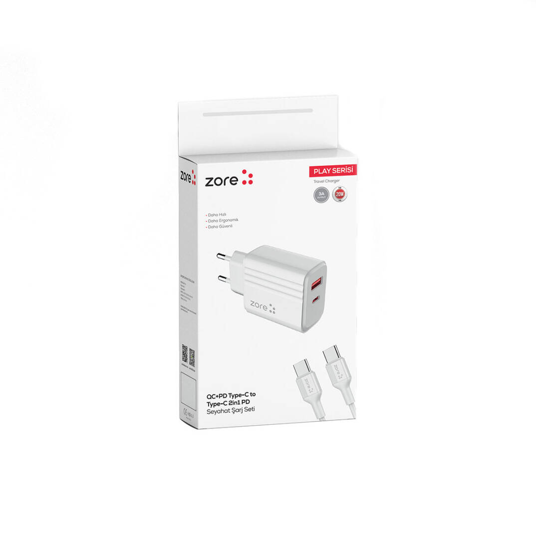 Zore Play Serisi PL07 Type-C to Type-C 2in1 PD Seyahat Şarj Aleti 20W - 7