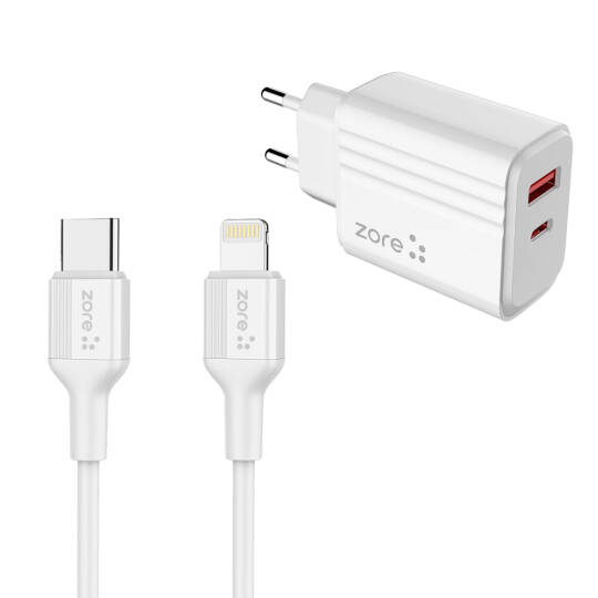 Zore Play Serisi PL08 Type-C to Lightning 2in1 PD Seyahat Şarj Aleti 20W - 2