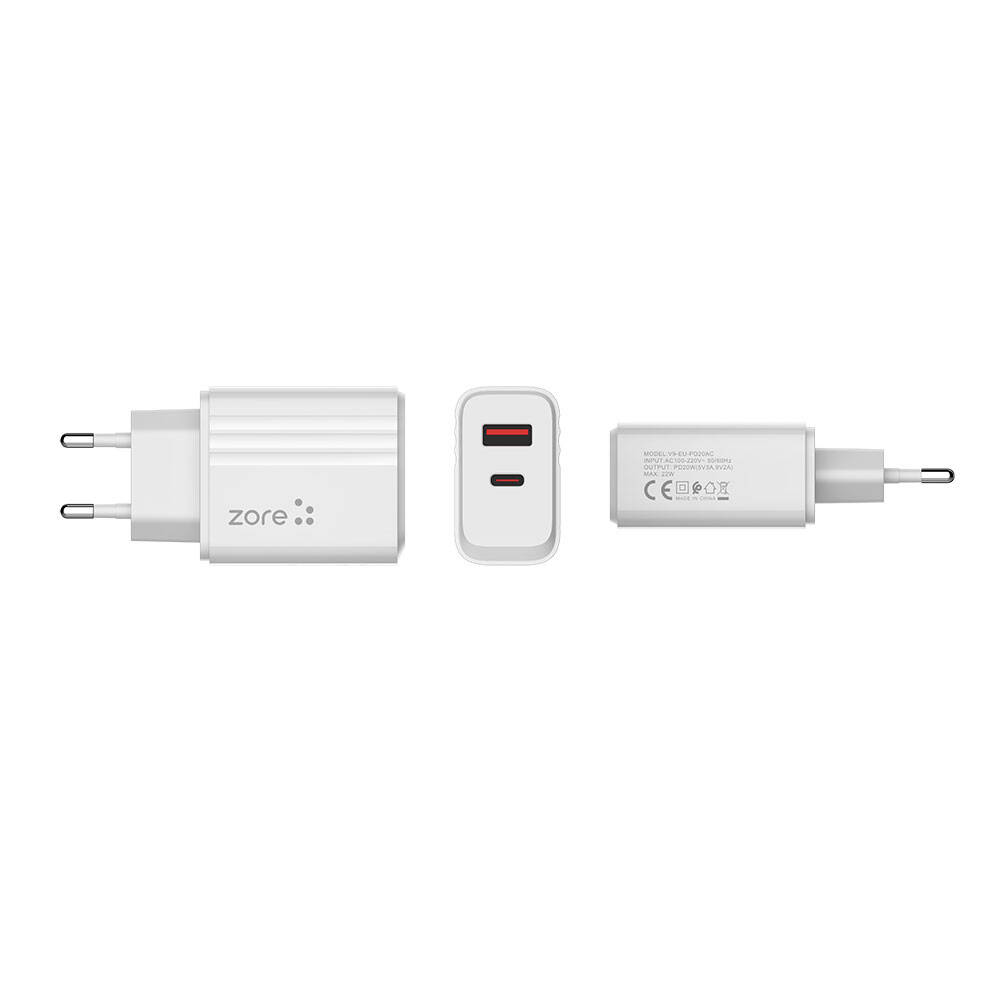 Zore Play Serisi PL08 Type-C to Lightning 2in1 PD Seyahat Şarj Aleti 20W - 5