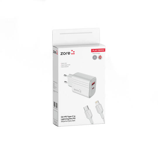 Zore Play Serisi PL08 Type-C to Lightning 2in1 PD Seyahat Şarj Aleti 20W - 7