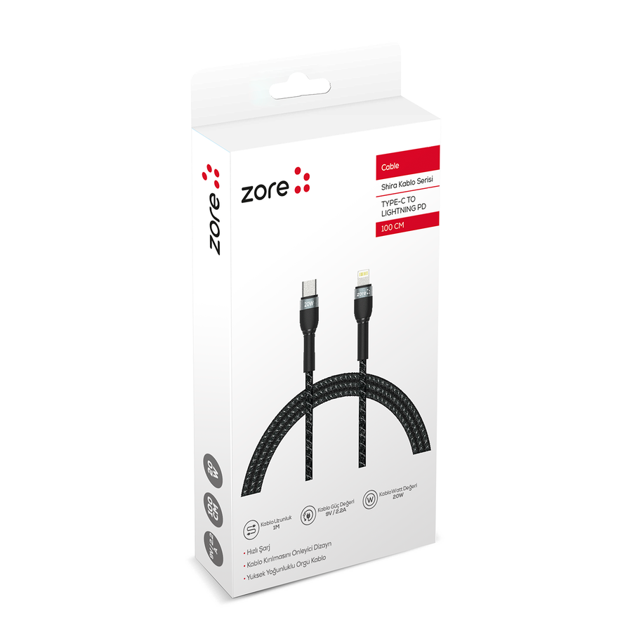 Zore Shira Serisi Type-C to Lightning PD Kablo 1m - 3